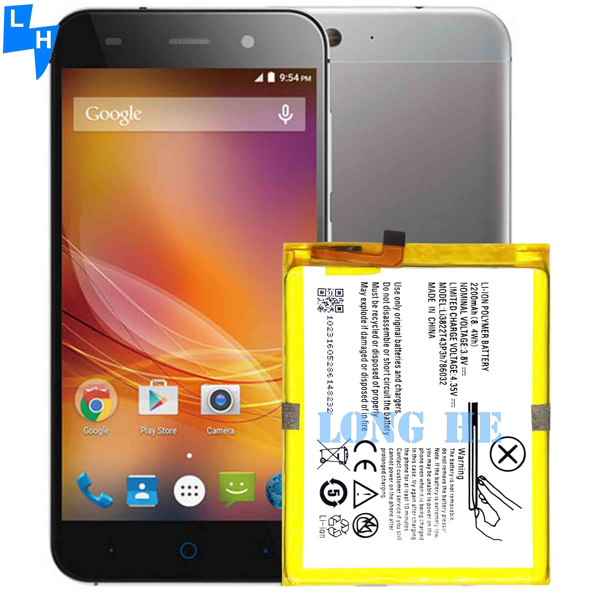 ZTE Blade D6 V6 X7 Li-ion Polymer Battery Li3822T43P3h786032 2200mAh 3.8V Replacement