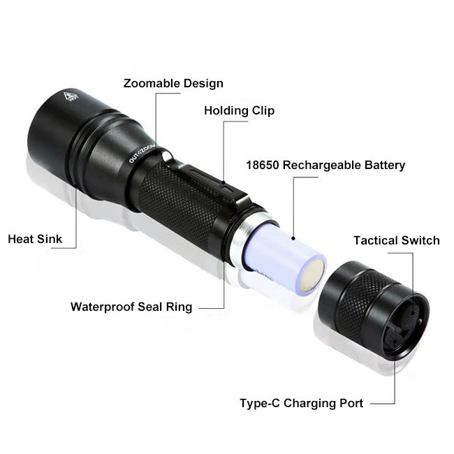 Waterproof Focus Powerful Tactical Led Light 10W IPX6 Large Spotlight