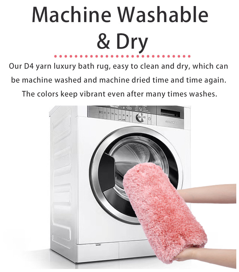 Pink D4 Microfiber Extra Softness Shaggy Bathroom Mats Anti Slip Backing