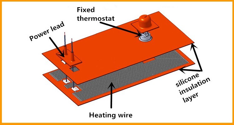 Flexible Heating Element 12v , 3d Printer Silicone Heater With UL Certificate