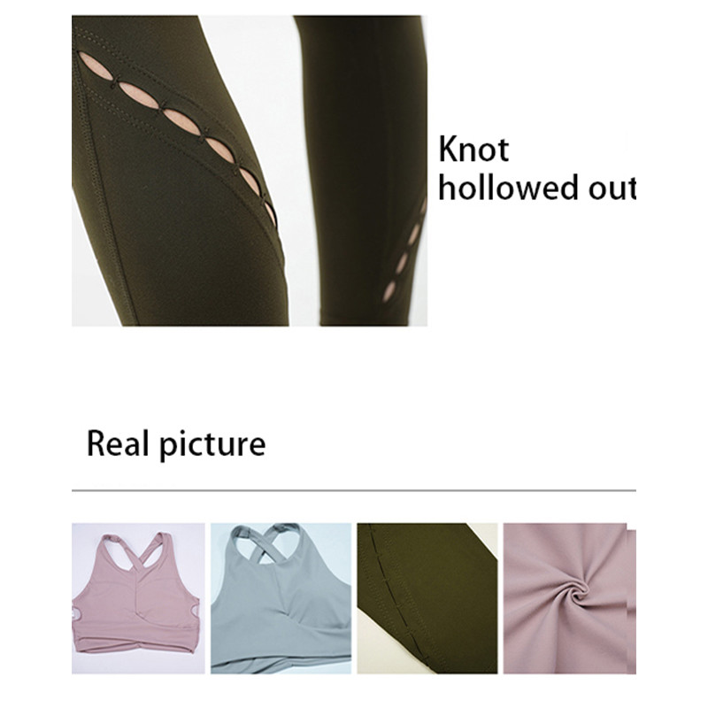 Nude Yoga Set Clothes Nylon Sweat Wicking Hip Lift Two Piece Athletic Sets