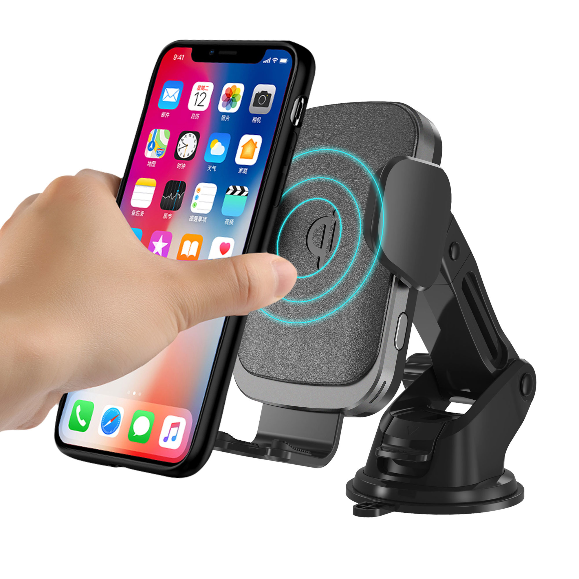 Cell Phone Clamping Air Vent Car Mount Wireless Charger