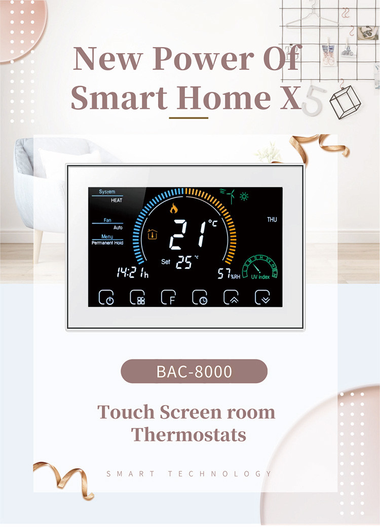 Tuya Alexa And Google Home Wi-Fi Room Smart Wireless Thermostat With Touchscreen Color Display
