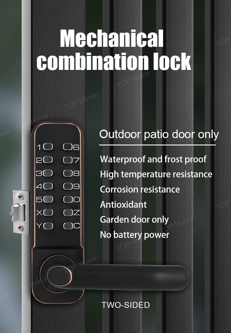 Courtyard Gate Mechanical Code Smart Sliding Door Lock Security With Single Latch Mortise
