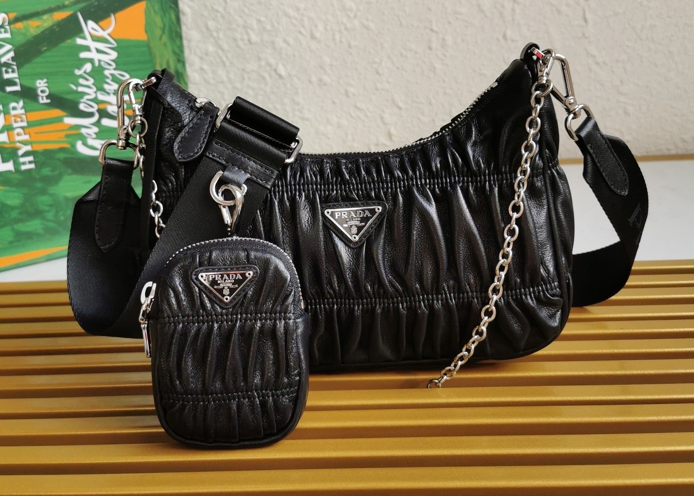 Apricot Wrinkle Sheepskin Underarm Shoulder Bag Dumpling Shape