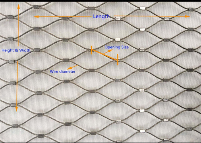25mm 1.2mm Aviary Wire Mesh Inox Stainless Steel Knotted Rope Mesh