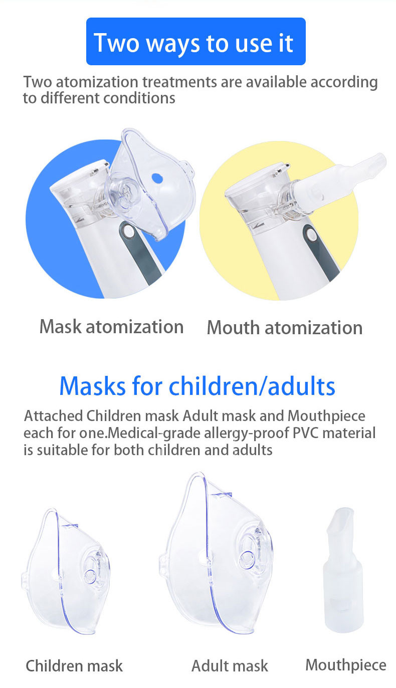 Kids Portable Ultrasonic Mesh Nebulizer Fine Particles Handheld Nebulizer For Asthma