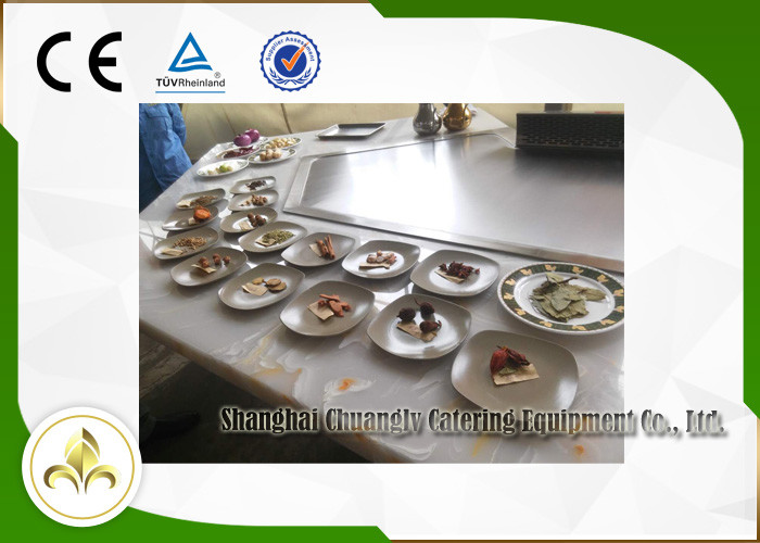 Bridge Shape Japanese Teppanyaki Grill , LPG / Pipeline Natural Gas Hibachi Grill Table