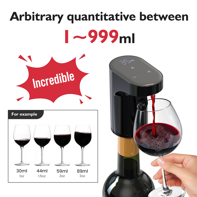 Food Grade Silicone ABS Portable Wine Dispenser with 1200mah Battery and LED Touch Screen