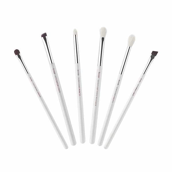 Jessup 6pcs Travel Makeup Brushes White Wood Handle