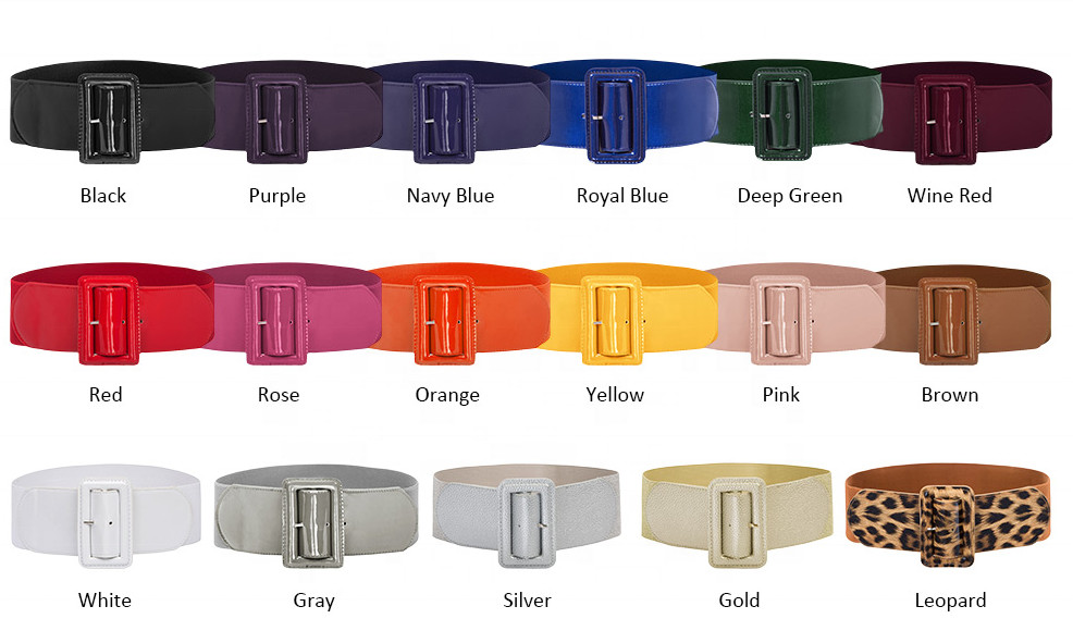 Pin Women Buckle Fabric Elastic Belt Vintage Leather Buckle Belt Cinch