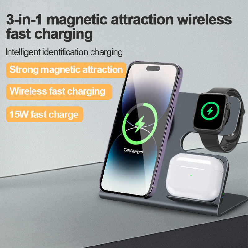 15W 3 in 1 Wireless Charger Magnetic Wireless Charger Stand for Mobile Phone