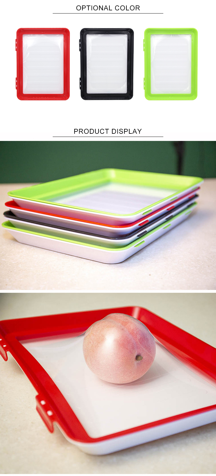 Keep Fresh Plastic Red Preservation Kitchen Items Food Storage Container Clever Tray