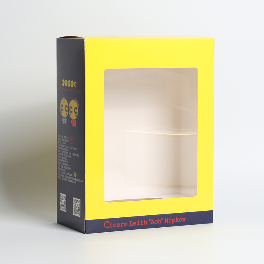 Yellow Tuck End Paper Packaging Box With Transparent Window for Mobile Phone Accessories