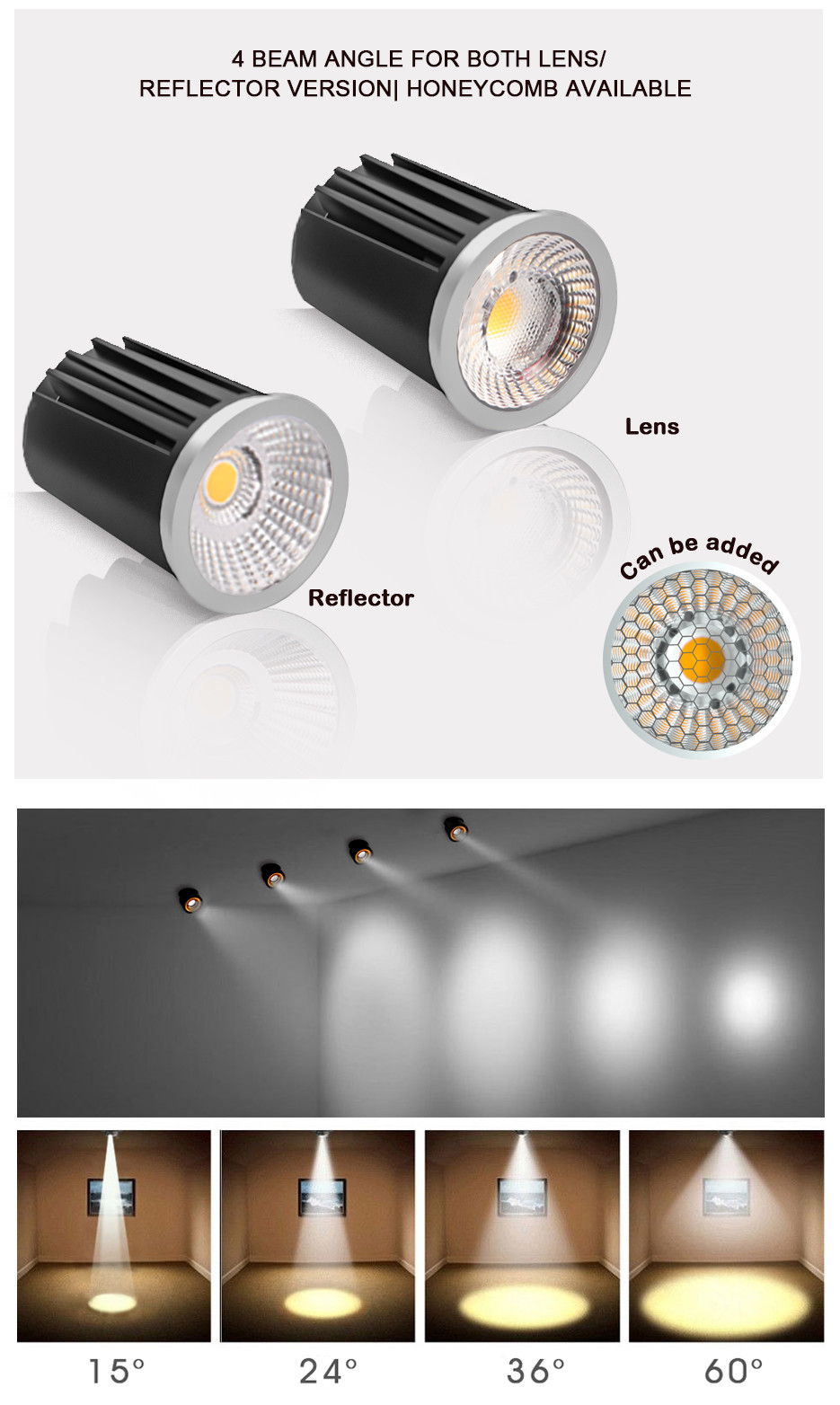 MR16 Module - 12W COB LED, Tri-CCT Adjustable (3000K/4000K/5000K, 2700K/4000K/6000K, Or Customizable)