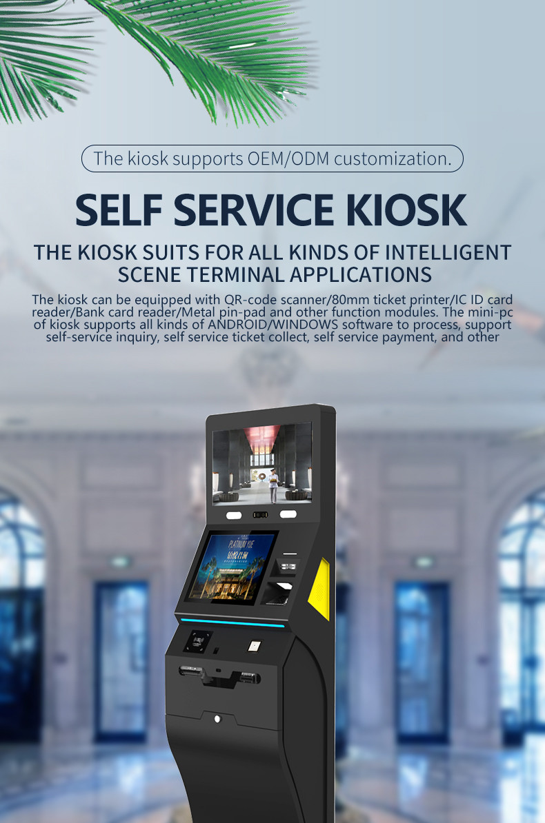 Windows/Android Multi-Touch Functions Hotel Terminal Multifunction Self Service Kiosk