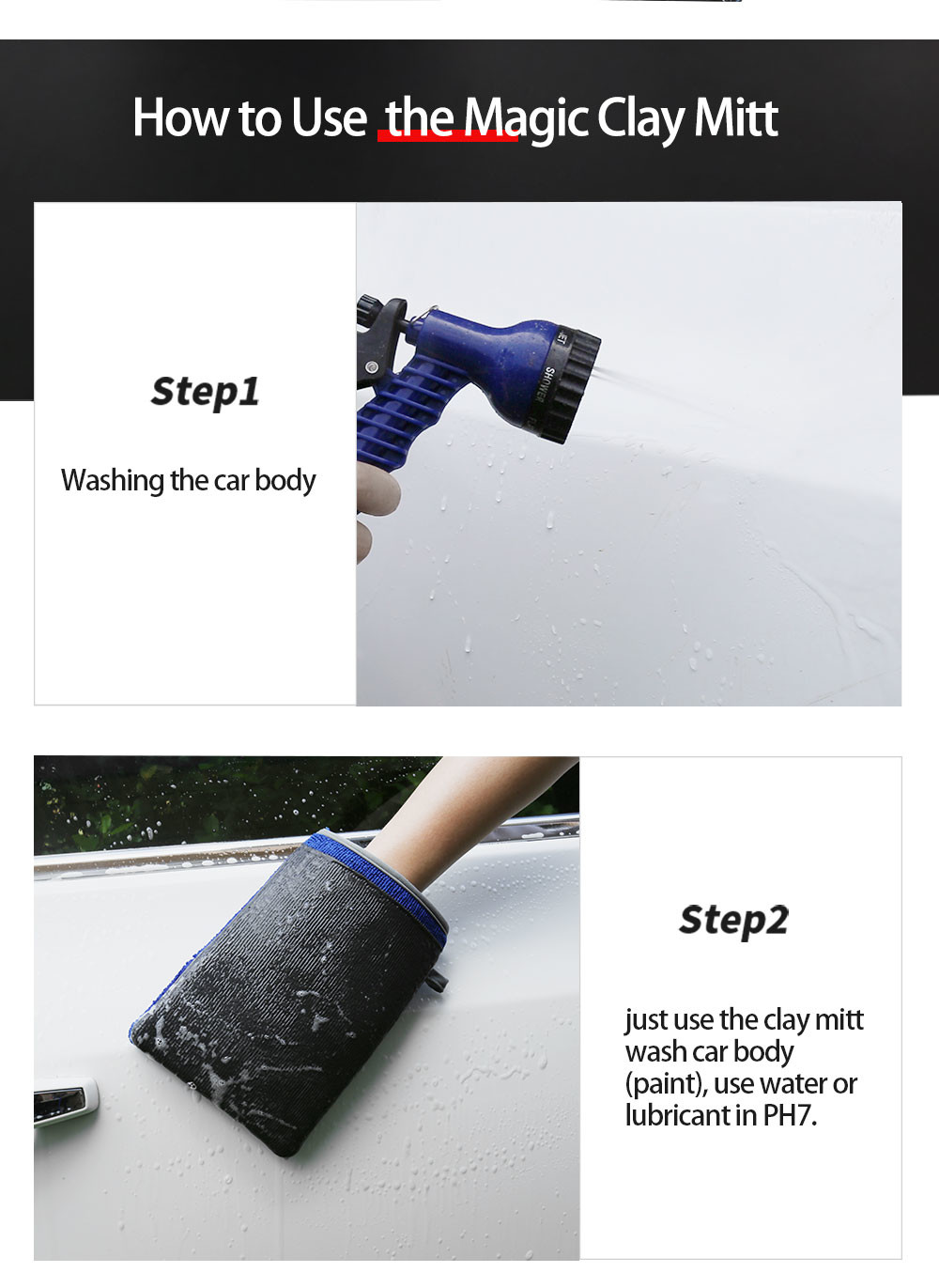 Blue Custom Synthetic Clay Mitt Clay Bar Wash Mitt For Auto Care Blister Packaged