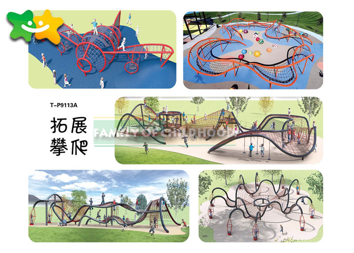 Funny Climbing Net Outdoor Amusement Park Equipment Multiple Shapes Design