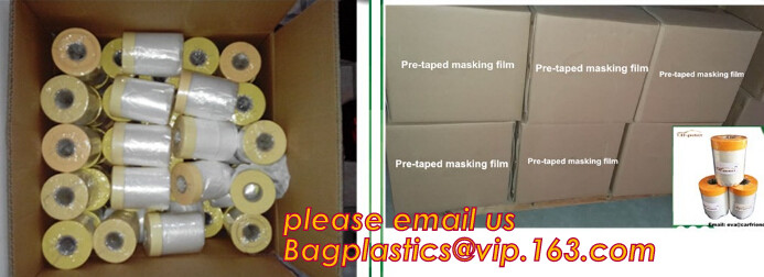 Pre-tapd paint masking film HDPE,Car paint repair masking film with tape, Hot sell masking film with adhesive tape, PAC