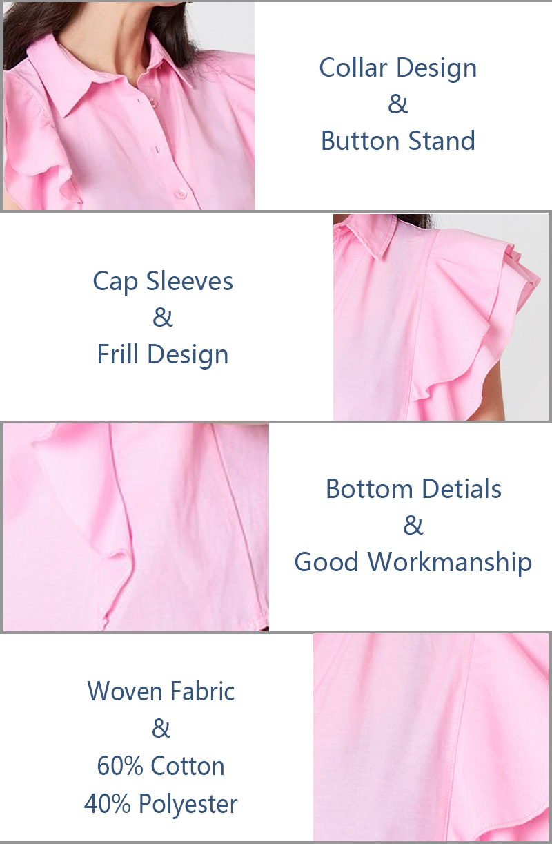 Lady Clothing Pink Frill Women Shirt