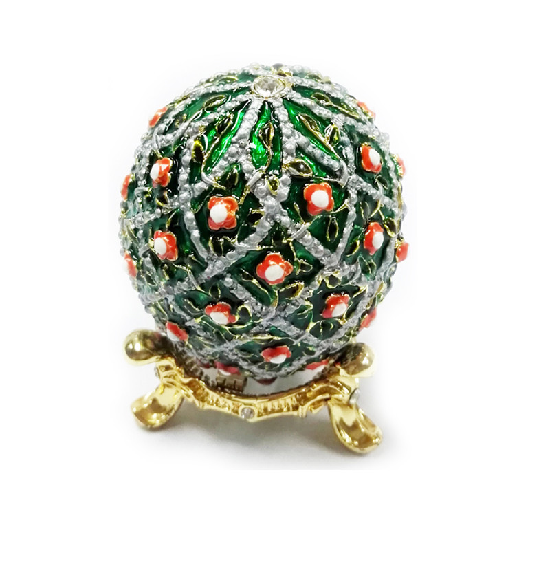 Faberge Egg Trinket Jewelry Box with Rose for Sale Rose Jewelry Trinket Box Rose Green Egg Christmas Wedding Gift