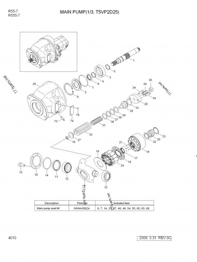 Hyundai R55-7 31M8-10020 AP2D25 Excavator Spare Part Hydraulic Main Pump