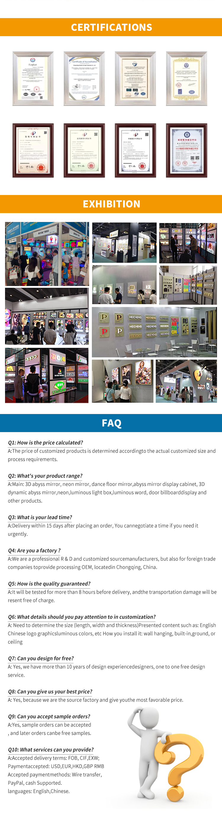 Acrylic 3D Hologram Display Screen LED Digital Signage for Mirror Sign Letters Light Box