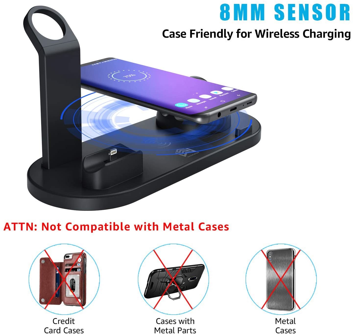 Multi Function Wireless Charger Stations Dock 8mm ROHS