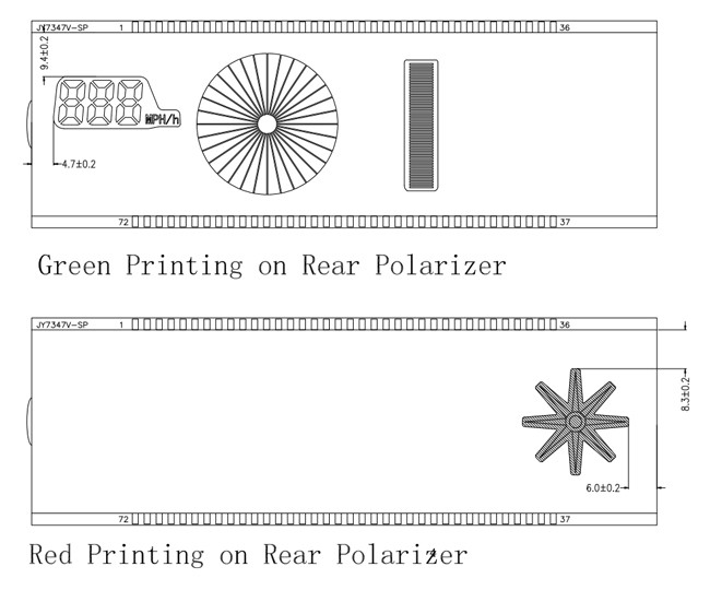 White Blue Backlight Monochrome LCD Screen VATN With Green Red Silk Printing
