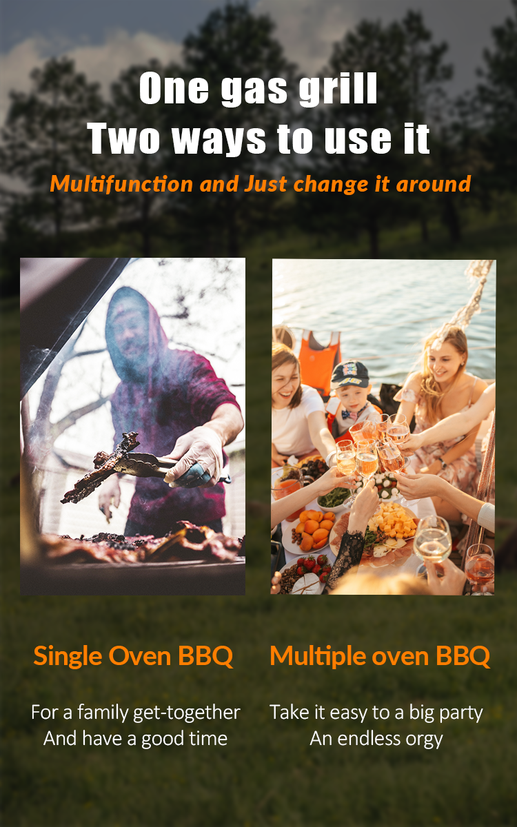 Regulate Temperature Gas Grill Durable Multiple Oven BBQ Smoker for Outdoor Barbecue