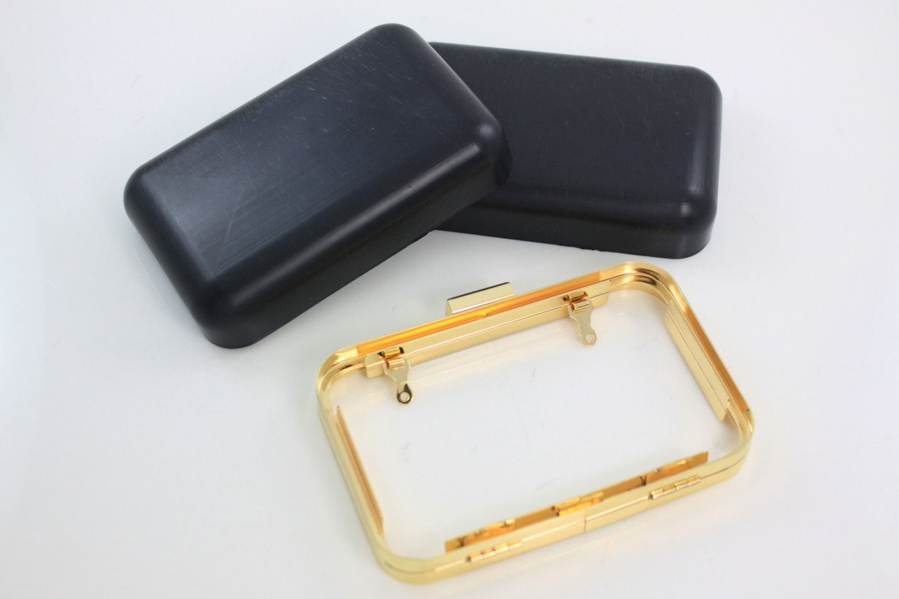 Square Lock Gold Plastic Purse Frames DIY Rectangle Metal Frame