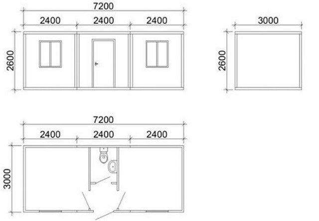 2 Floor Flat Pack Prefab Container Van House With Light Steel Frame Sandwich Panel Wall
