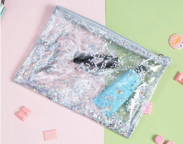 Window Makeup Cosmetic Bag Aluminum Foil Zip Lock EVA PVC Travel Accessorie