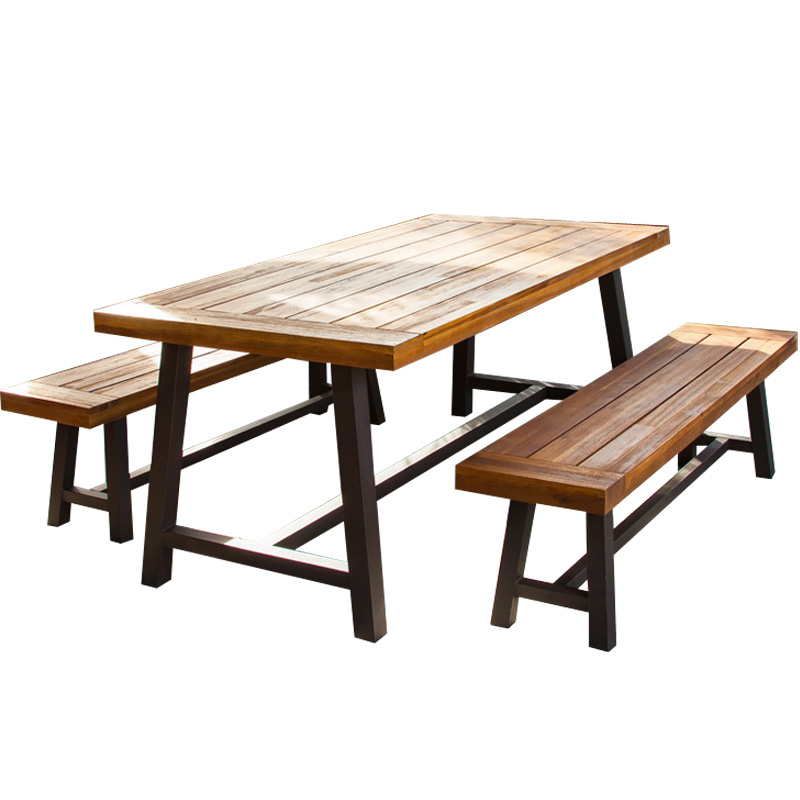 ISO14001 Certificate 1800mm Wood And Metal Bistro Set