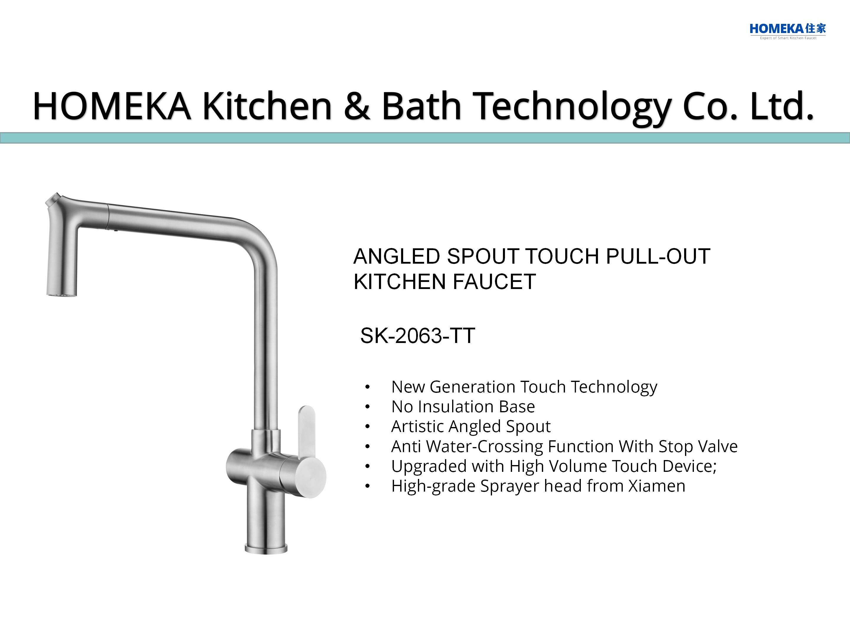 Angled Spout Smart Touch Kitchen Faucet Pull Out Sprayer Mixer CUPC