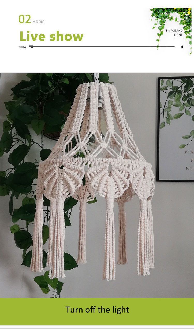 Bohemian Chandelier Hand Woven Lampshade Long Tassel Retro Decorative knitting lamp(WH-VP-216)