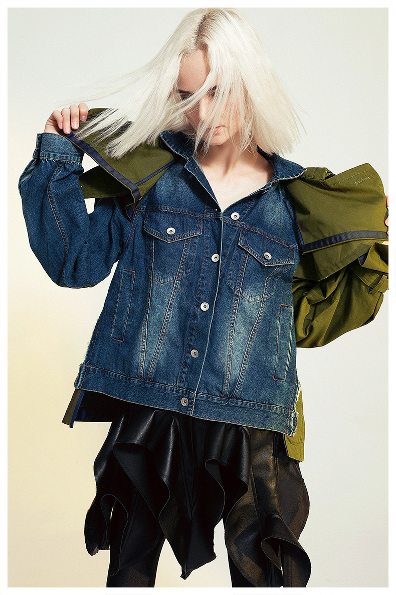 QUICK DRY Winter Use Women's Fashion Jacket High Street Contrast Women's Quilted Denim Jackets