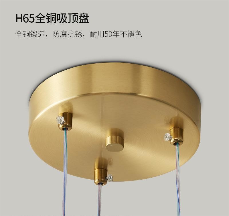 Custom Acrylic Lampshade Pendant Lamps With H65 All Copper Ceiling Plate