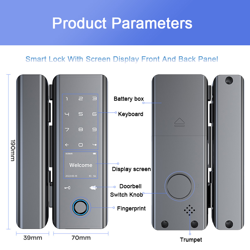 Intelligent Password Fingerprint Tuya WiFi Door Lock for Home Hotel Apartments Office