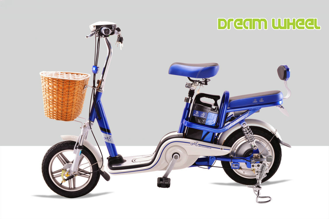 Small City 25km/H Electric Bike Moped Scooter 250W 48V 14" Dual Seat