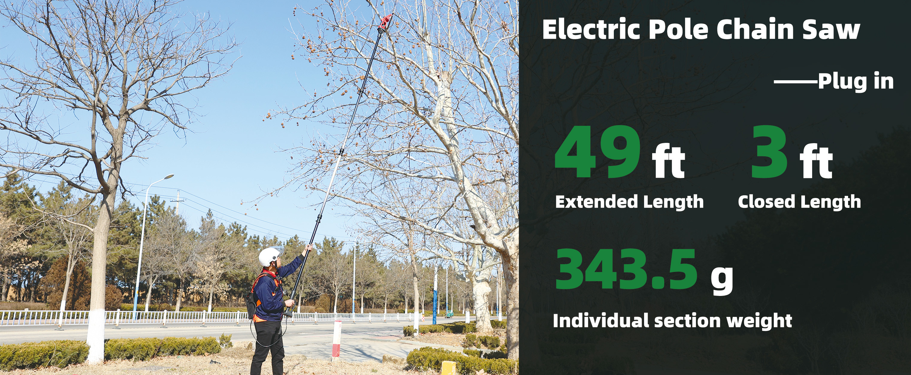 18FT Telescopic Electric Pole Chain Saw for Commercial Landscaping Battery Powered 2-Year Warranty