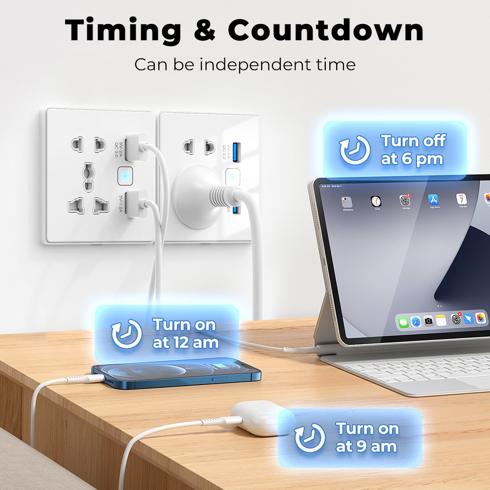Tuya Wifi Wall Smart Socket Tempered Glass Fast Charger 3.0 USB Smart Home Automation Google Home Alexa Universal US EU UK Plug