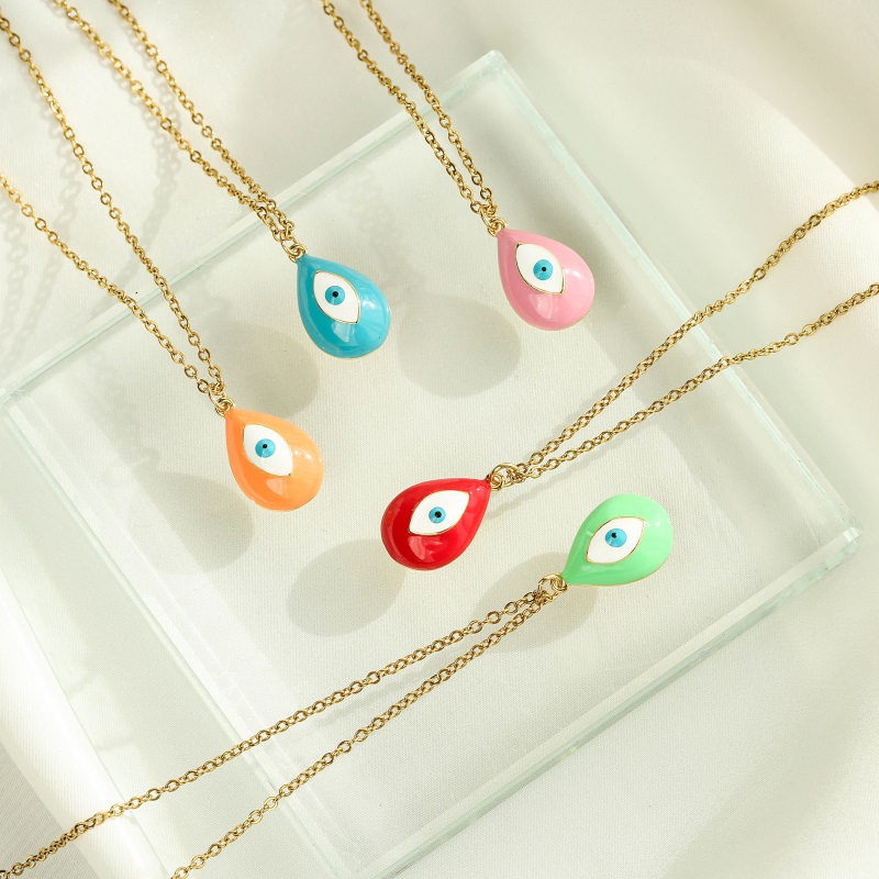 Turkish 14k Gold Necklace Jewelry Evil Eye Bead Pendant Necklace