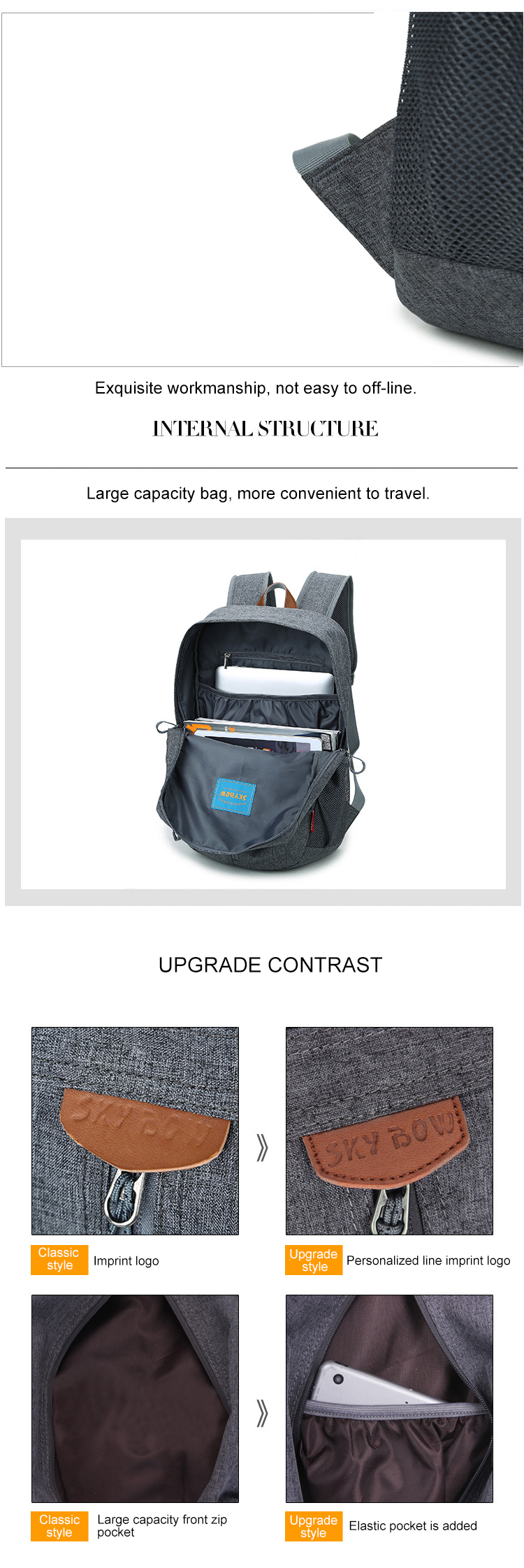 Travel Oxford Modern Mens Backpack 17 Inch Laptop Backpack 31*15*46cm