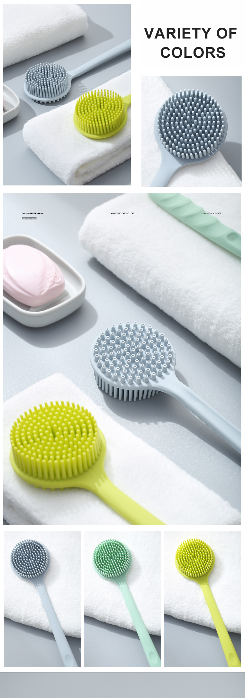 Odorless Soft Long Handle Silicone Shower Brush