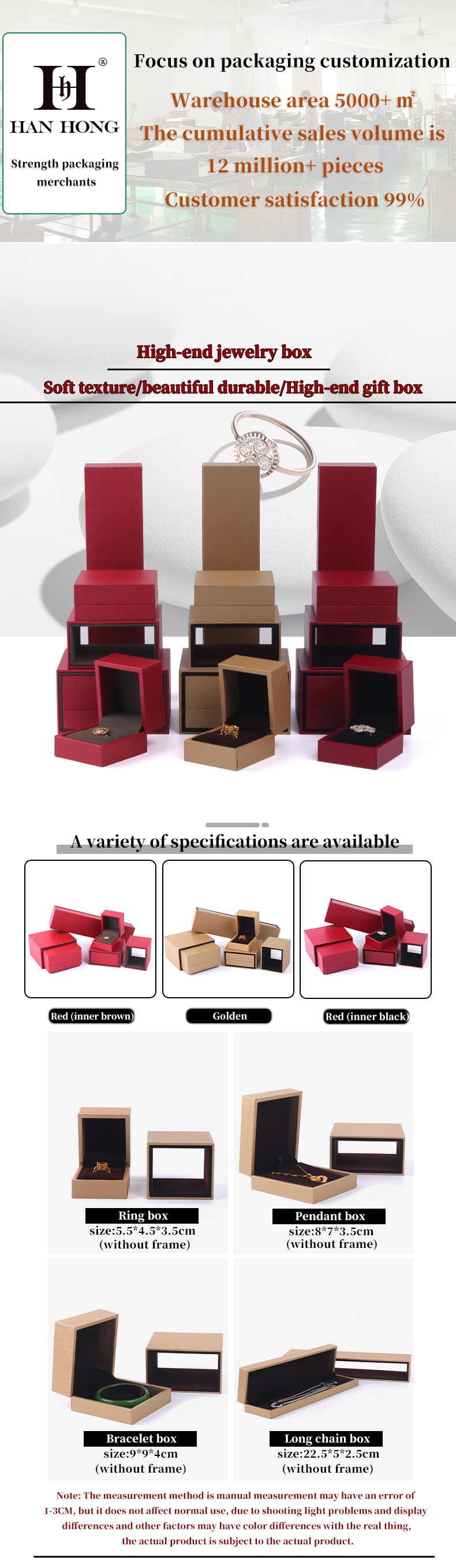 Custom Logo Paper Jewelry Packaging Box for Bracelet Necklace Storage 5.5*4.5*3.5