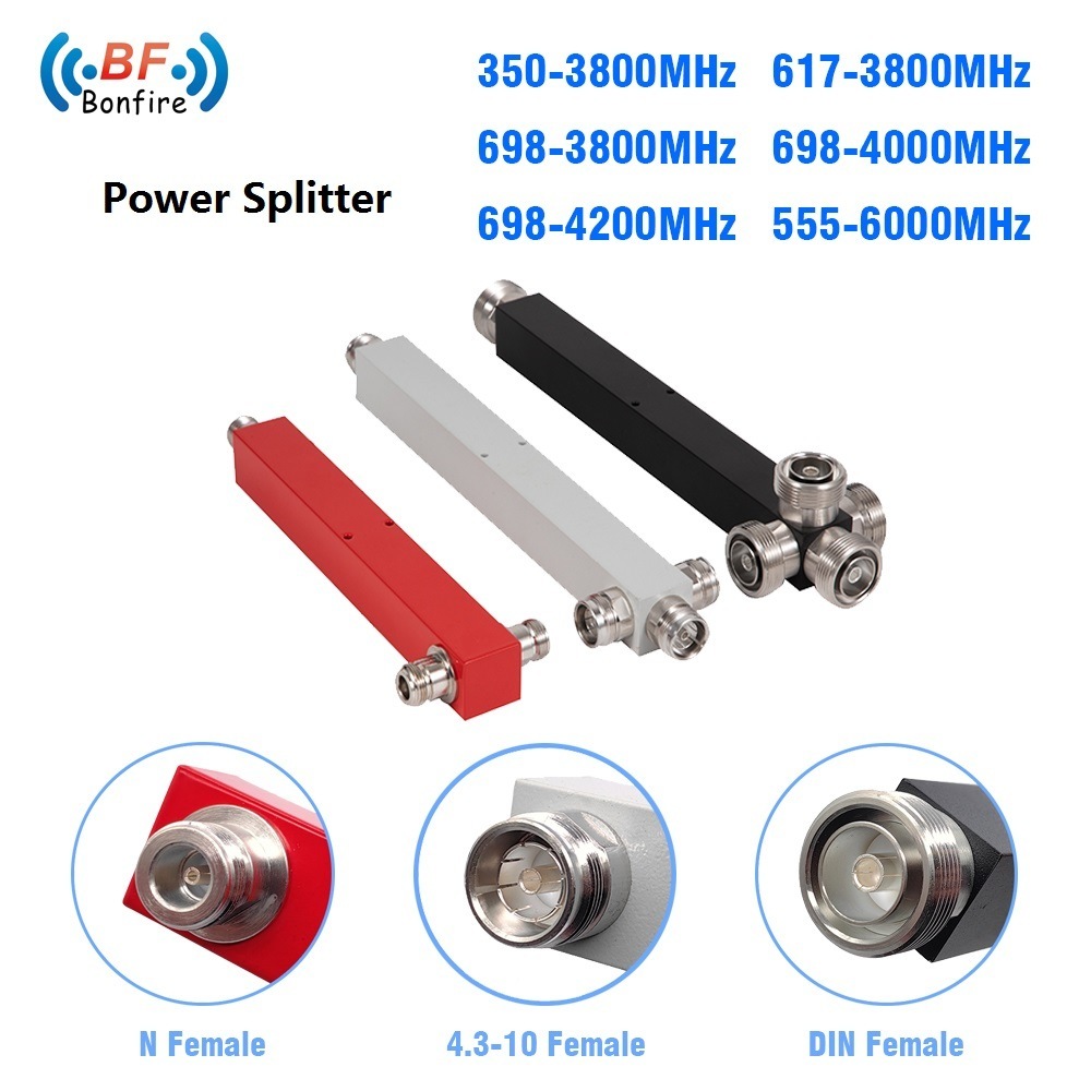 High Performance RF 2 Way Power Splitter 100W 350-3800MHz with SMA Female Connector Type 2 Way Power Splitter Widely Used for Base Station