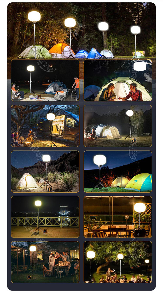 60W LED Balloon Lights 2.05m Waterproof Balloon Lights Stand Mobile Lighting For Campsite