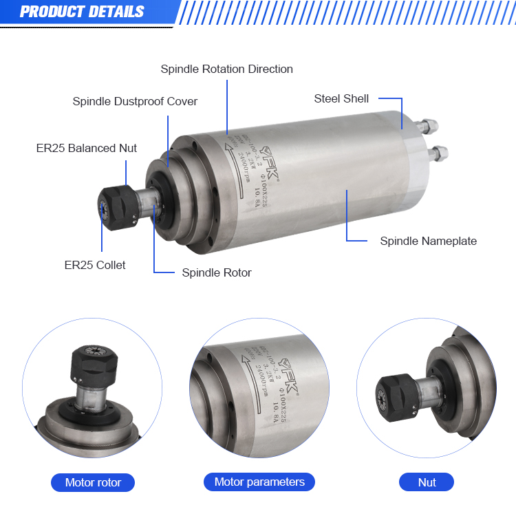 3.2kw 24000rpm Water Cooling ER20 Spindle Motor Inverter Drive for Optimal Efficiency