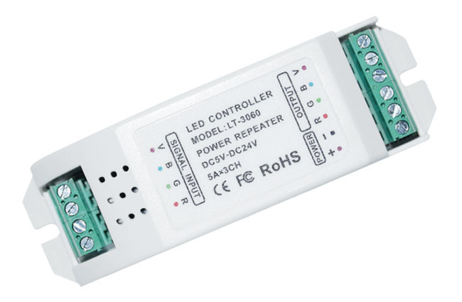 4 Wires Connection RGB Amplifier 12V 216W - 432W 1m - 30m Control Distance